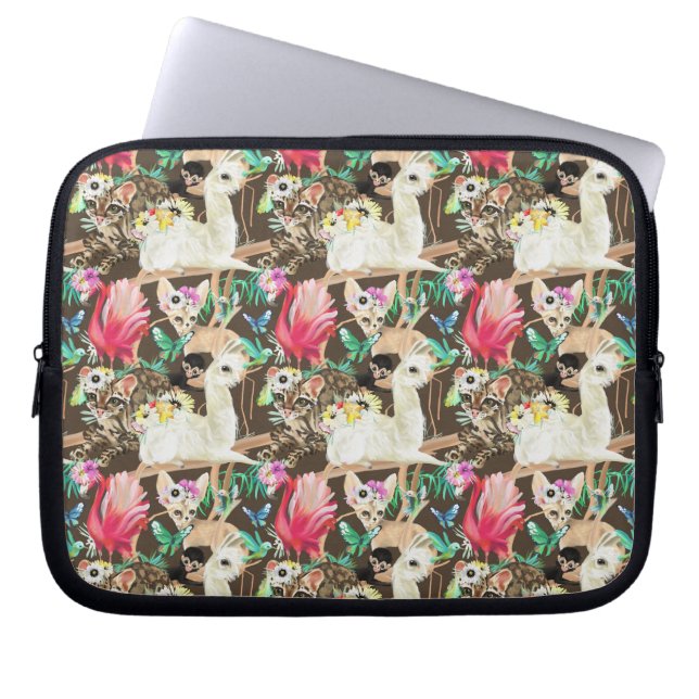 Tropical Animal Pattern Laptop Sleeve (Front)