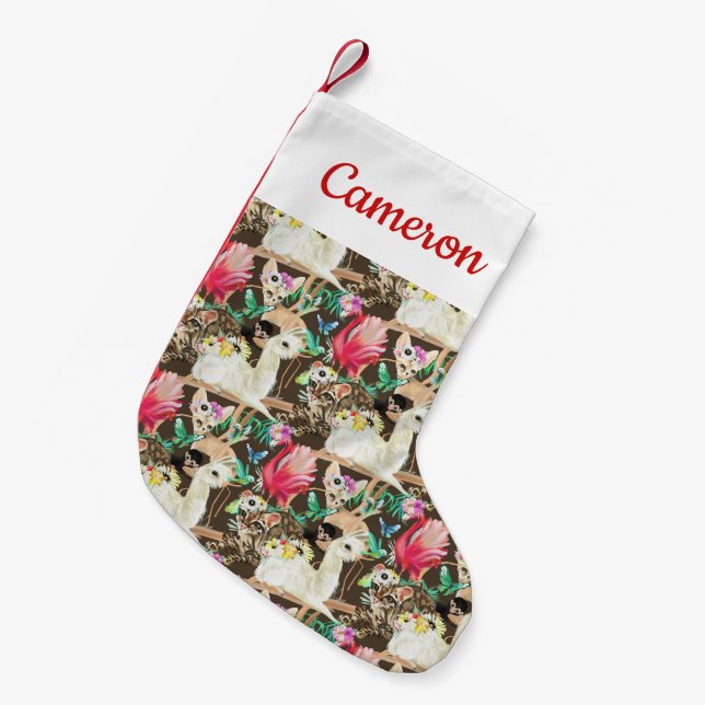Tropical Animal Pattern Small Christmas Stocking (Front (Hanging))