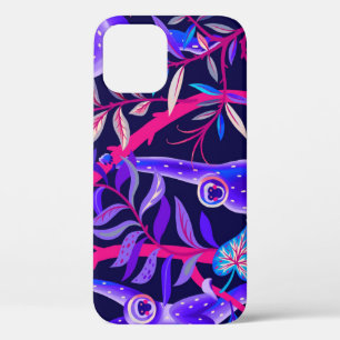 Tropical animals: blue monkeys pattern. iPhone 12 case
