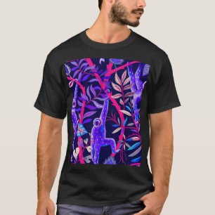 Tropical animals: blue monkeys pattern. T-Shirt