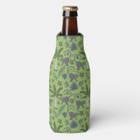 Tropical animals seamless pattern green and grey