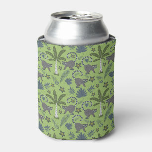 Tropical animals seamless pattern green and grey can cooler