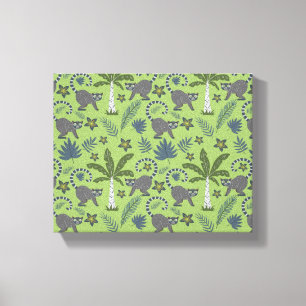 Tropical animals seamless pattern green and grey canvas print