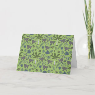 Tropical animals seamless pattern green and grey card