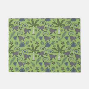 Tropical animals seamless pattern green and grey doormat