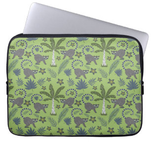 Tropical animals seamless pattern green and grey laptop sleeve