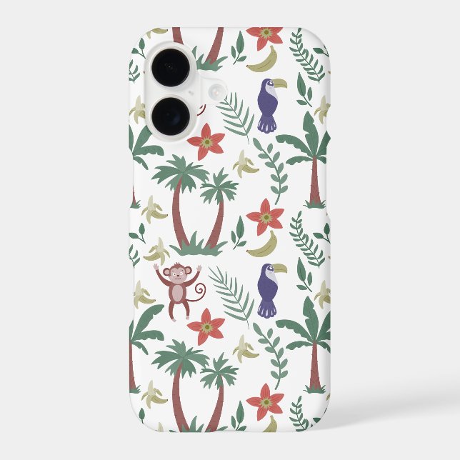 Tropical animals seamless pattern macaw and monkey (Back)