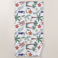 Tropical animals seamless pattern macaw and monkey