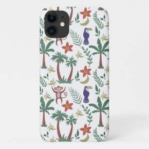 Tropical animals seamless pattern macaw and monkey Case-Mate iPhone case