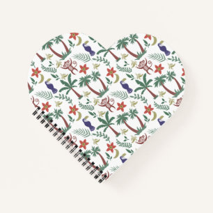 Tropical animals seamless pattern macaw and monkey notebook