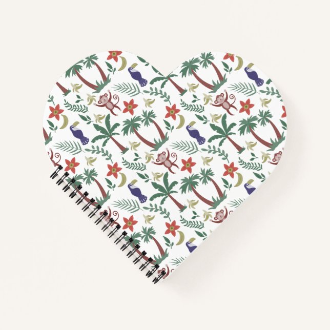 Tropical animals seamless pattern macaw and monkey notebook (Front)