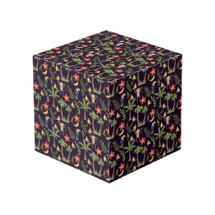 Tropical animals seamless pattern monkey & macaw cube