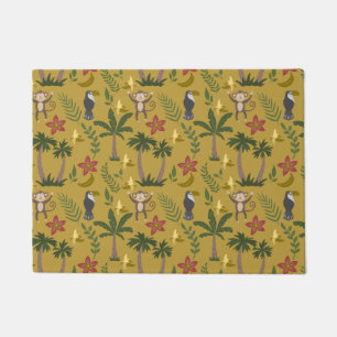 Tropical animals seamless pattern monkey , macaw doormat