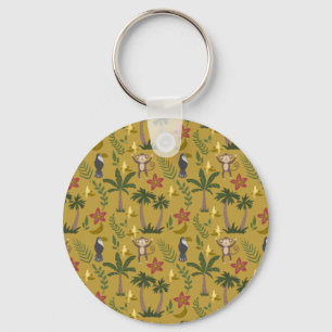 Tropical animals seamless pattern monkey , macaw key ring