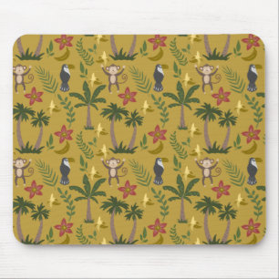 Tropical animals seamless pattern monkey , macaw mouse pad