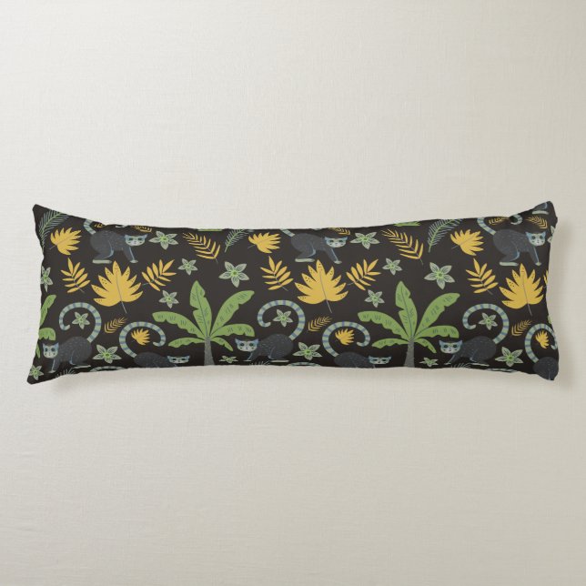 Tropical animals seamless pattern monkey palm tree body cushion (Front)