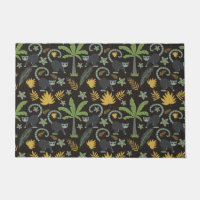 Tropical animals seamless pattern monkey palm tree