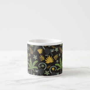 Tropical animals seamless pattern monkey palm tree espresso cup