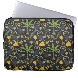 Tropical animals seamless pattern monkey palm tree laptop sleeve