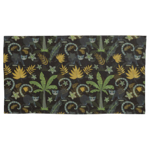 Tropical animals seamless pattern monkey palm tree pillowcase