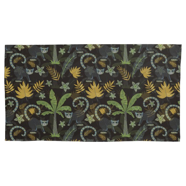 Tropical animals seamless pattern monkey palm tree pillowcase (Front-Left)