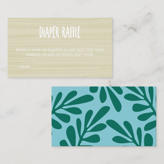Tropical Aqua Baby On Board Diaper Raffle Enclosure Card (Front/Back)