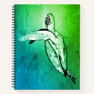 Tropical Aqua Green Sea Turtle Notebook