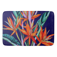 Tropical art bath mat