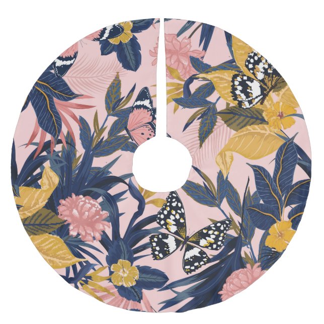 Tropical Art: Bright Forest Patterns Brushed Polyester Tree Skirt (Front)