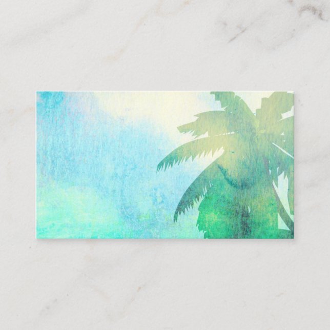 tropical art business card template palm tree (Front)
