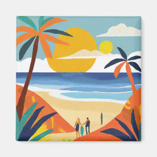 Tropical art magnet