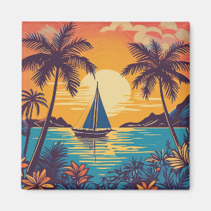 Tropical art magnet