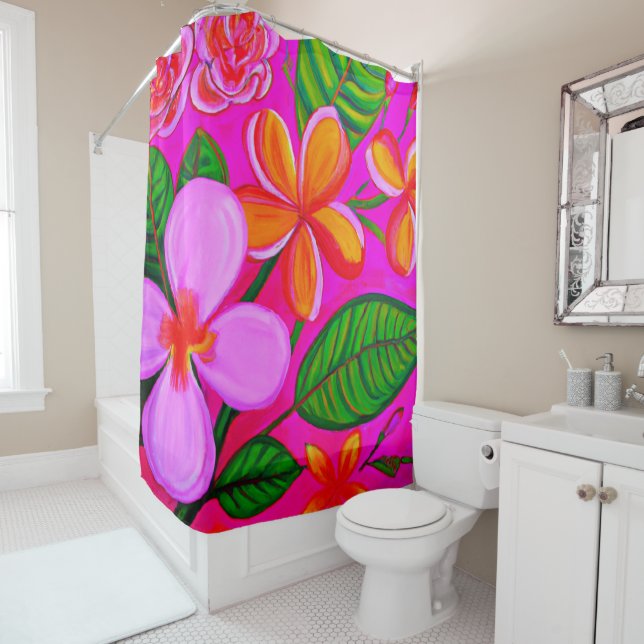 Tropical art  shower curtain (In Situ)