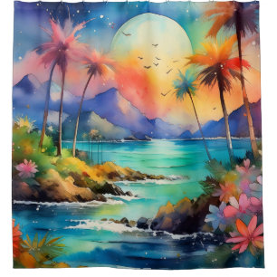 Tropical art  shower curtain