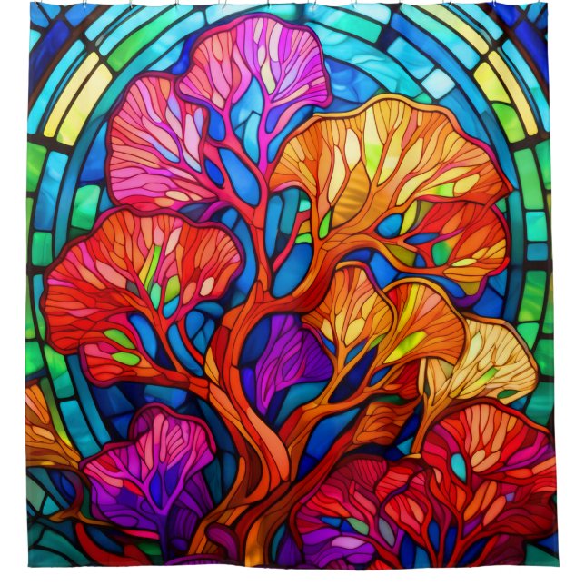 Tropical art  shower curtain (Front)