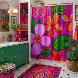 Tropical art shower curtain