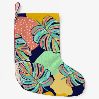 Tropical Artwork: Multicolored Monstera Design Small Christmas Stocking