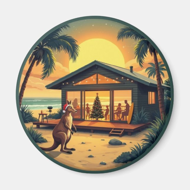 Tropical Aussie Christmas Beach House  Magnet (Front)