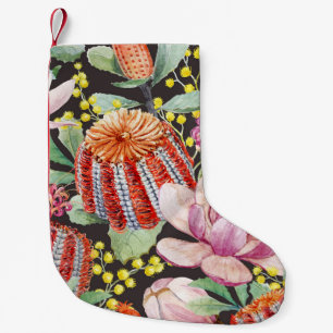Tropical Australian plants, watercolor pattern. Small Christmas Stocking