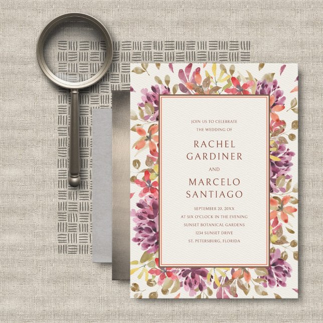 Tropical Autumn Floral Wedding Invitation (Creator Uploaded)