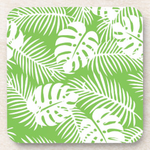 Tropical autumn, summer leaf patterns coaster