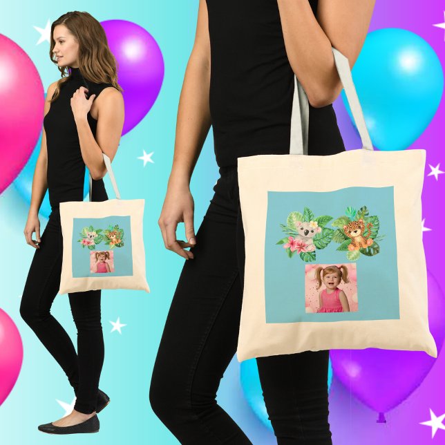Tropical Baby Animals Tote Bag Kids Birthday Favou (Creator Uploaded)