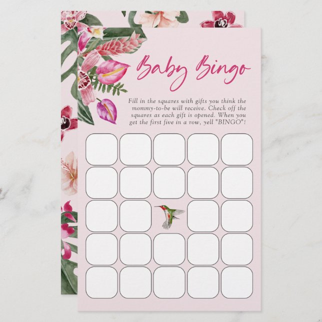 Tropical Baby Bingo Game (Front/Back)
