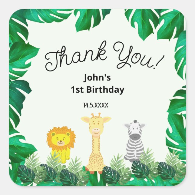 Tropical Baby Birthday Sticker (Front)