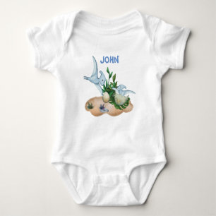 Tropical Baby Dinosaurs Custom name Baby Bodysuit