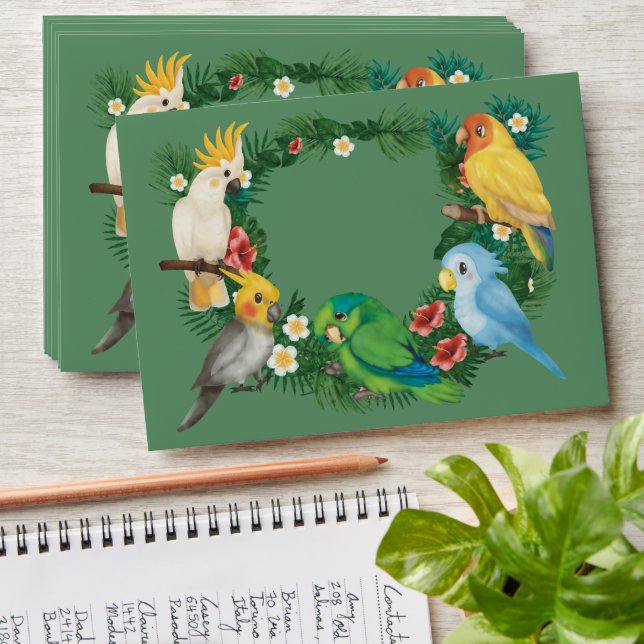 Tropical baby Parrots exotic birds Return Address Envelope (Stacked)