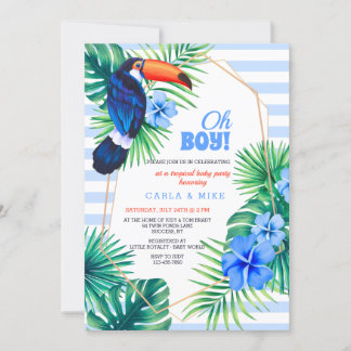 Tropical Baby Shower Blue Invitation