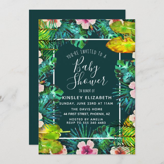 Tropical Baby Shower Invitation (Front/Back)