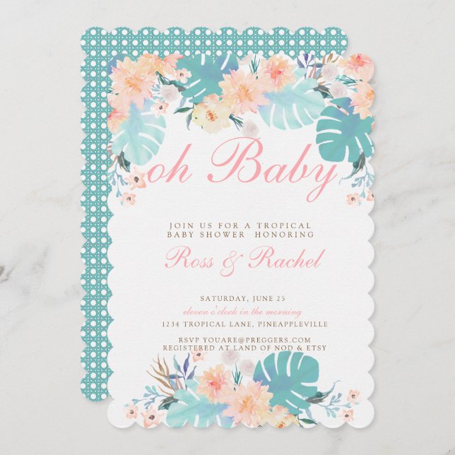 Tropical Baby Shower Invitation (Front/Back)