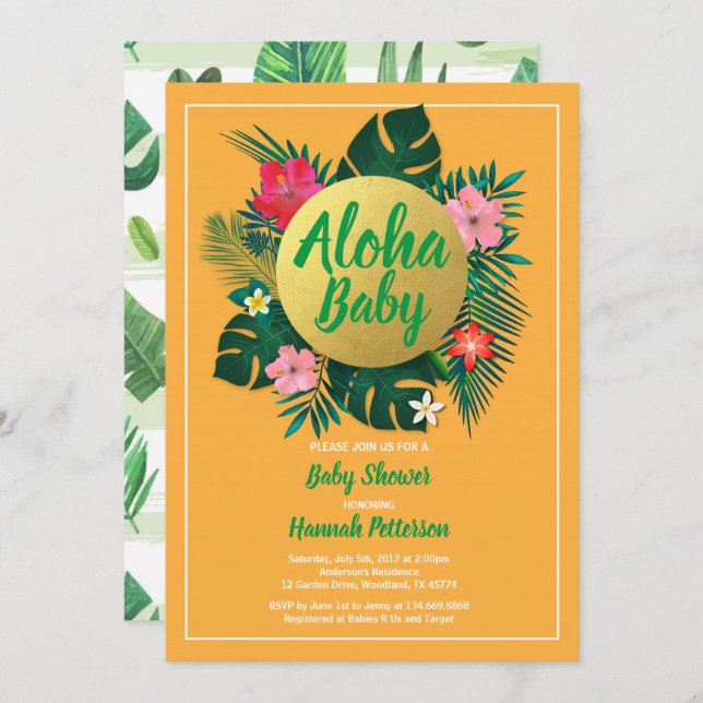 Tropical baby shower invitation gender neutral (Front/Back)